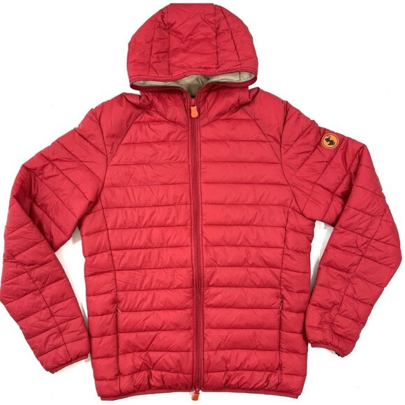 SAVE THE DUCK Jackets & Blazers - Save The Duck Jacket Womens Size Large Red Ultra Light Plumtech Hood Puffer